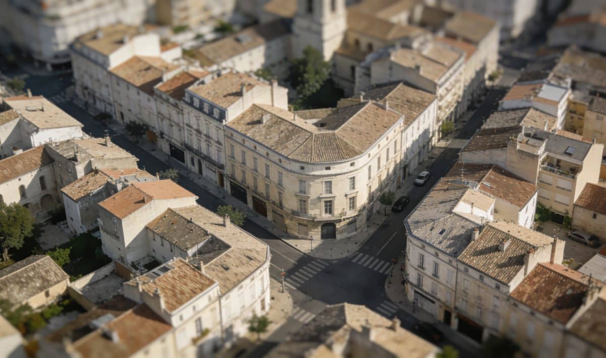 Vue aerienne de Beziers avec rues et immeubles
