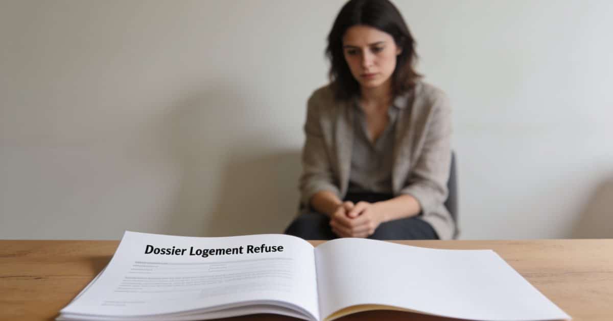 femme assise seule devant dossier logement refuse