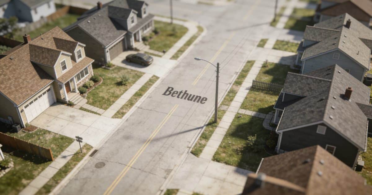 Vue aerienne de Bethune avec rues et maisons