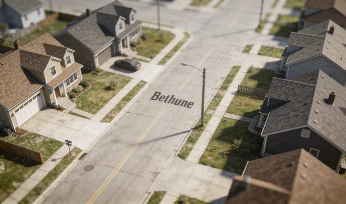 Vue aerienne de Bethune avec rues et maisons