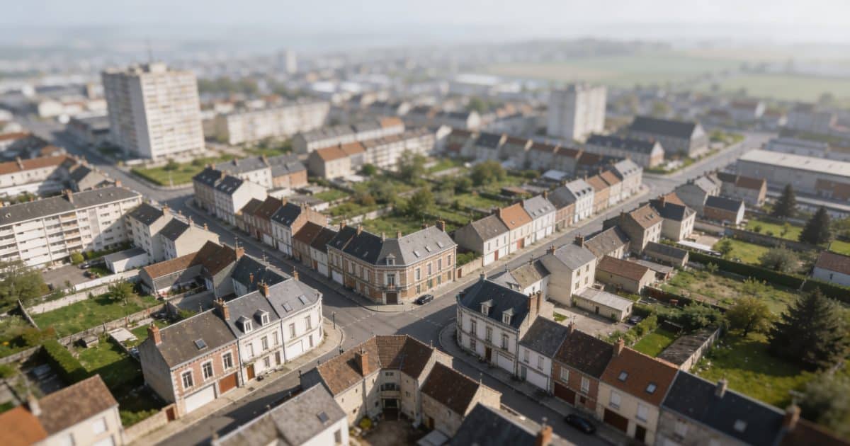 Vue aerienne de Maubeuge montrant plusieurs quartiers