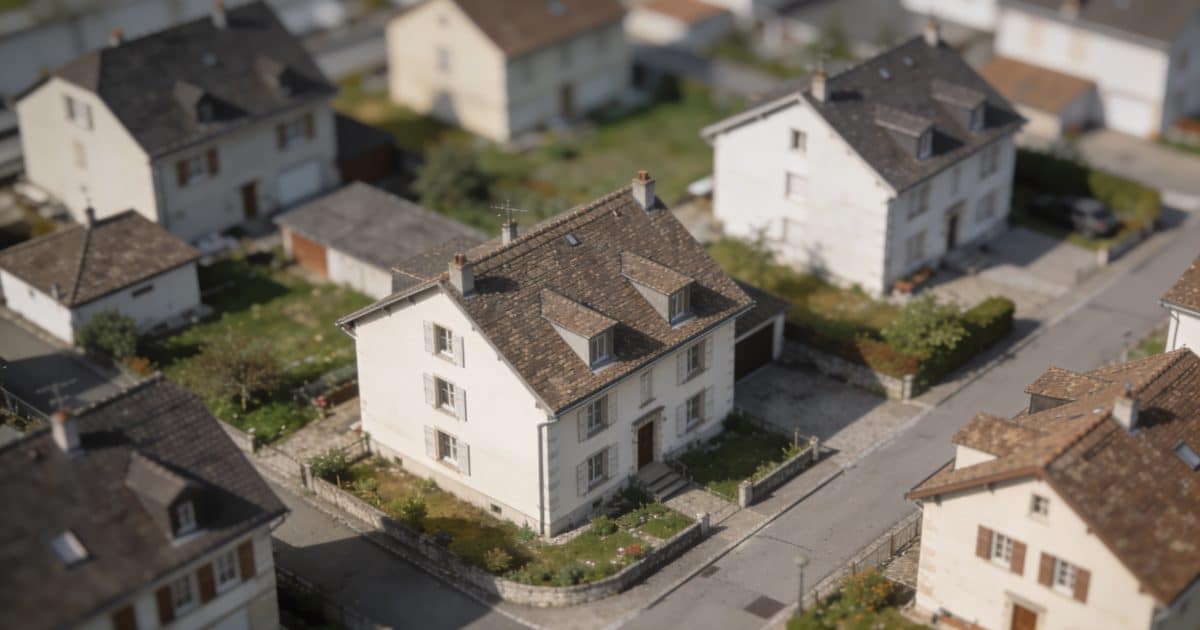 Vue aerienne de Montbeliard avec maisons et rues