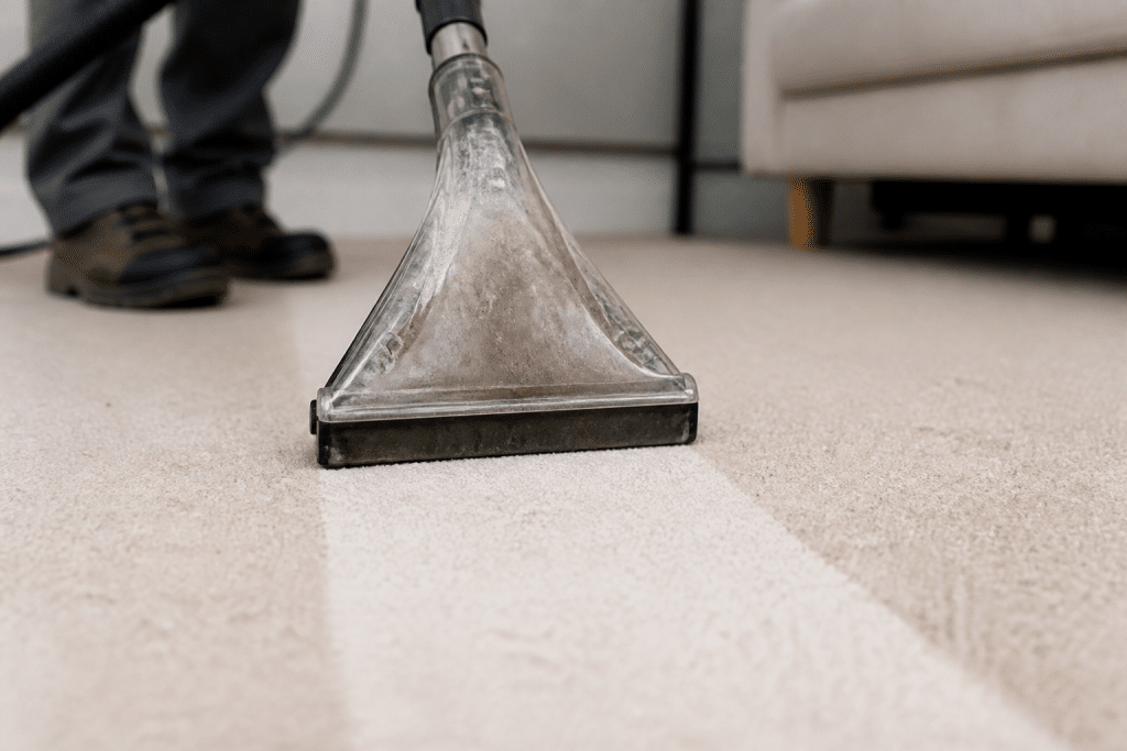 Aspirateur nettoyant moquette avec poussiere visible