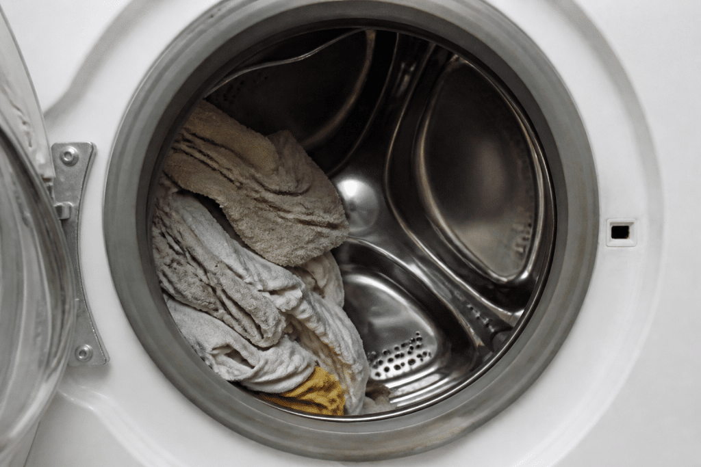 Linge humide accumulé unilatéralement dans tambour machine