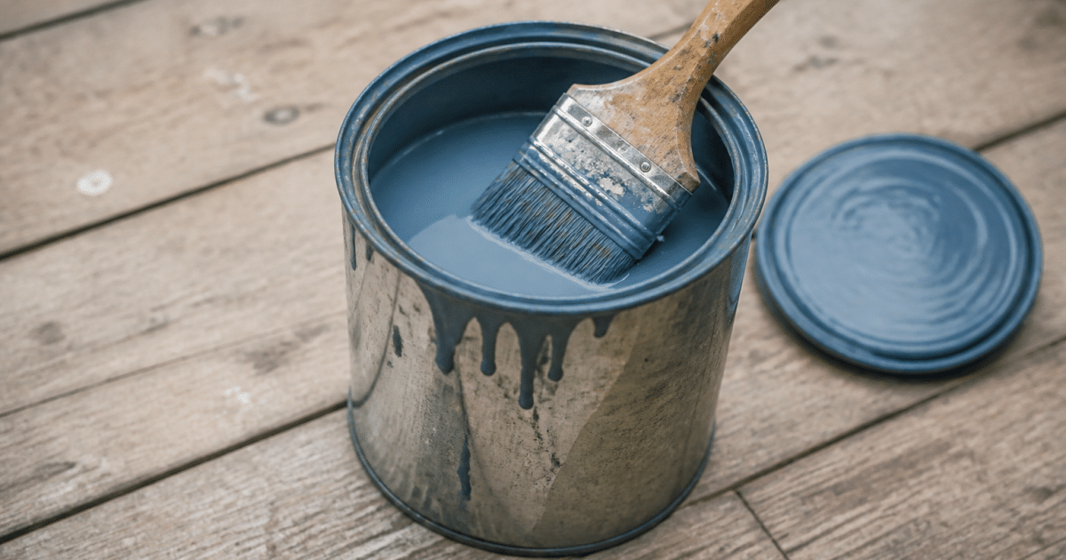 Pot de peinture glycéro satin ouvert avec pinceau trempe dedans